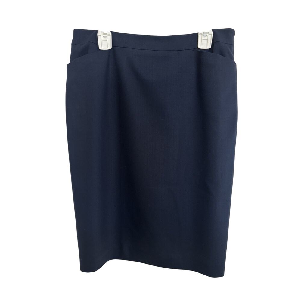 Vtg 90s Talbots Italian Wool Navy Blue Pencil Skirt 4P Pockets Made in Italy